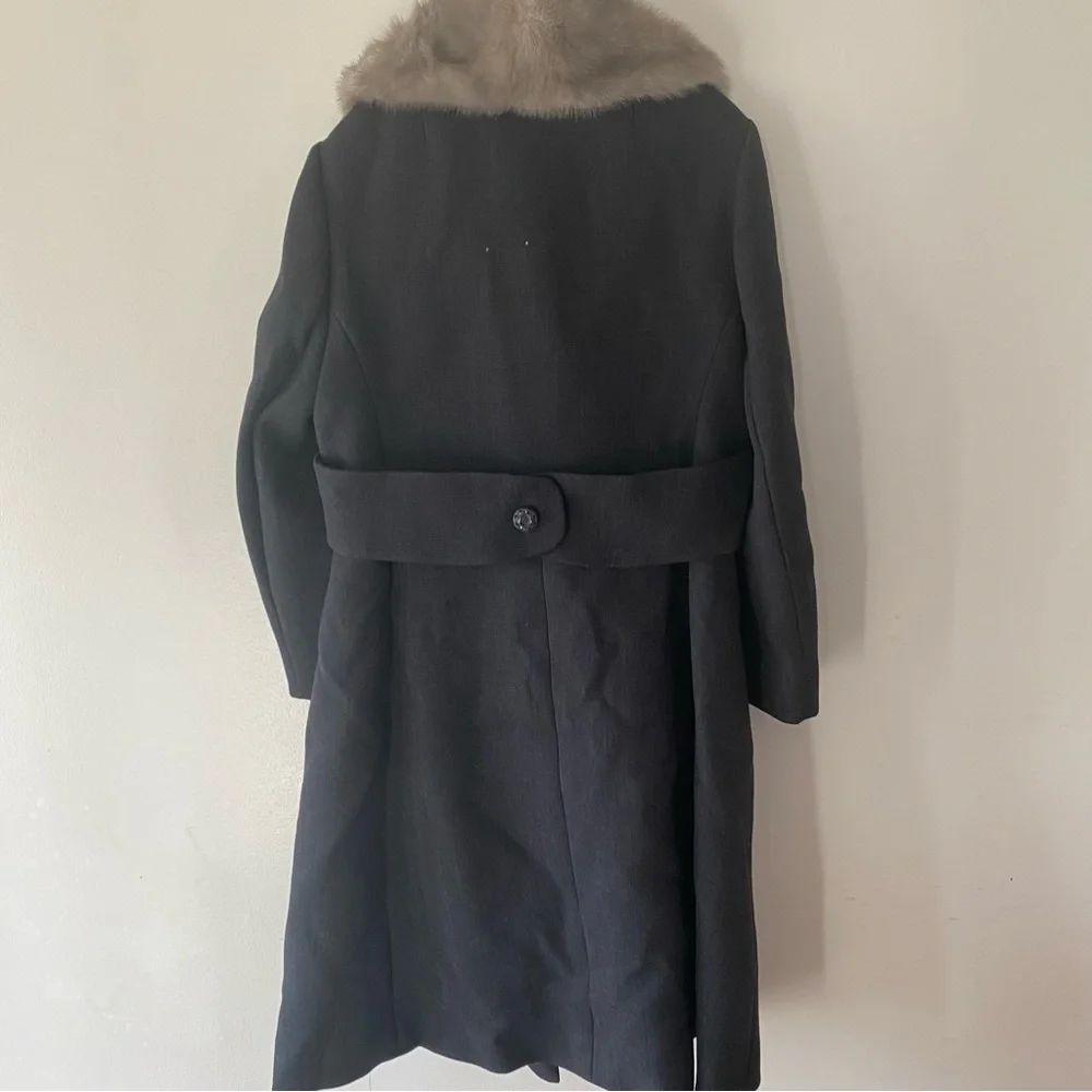 Gray mink fur collar vintage 70’s maxi length peacoat - Picture 6 of 6